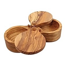Olive wood salt & pepper holder
