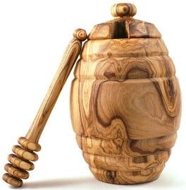 Olive wood honey pot and dipper