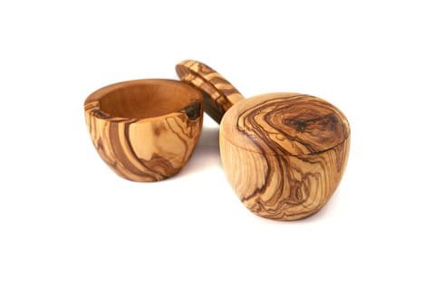 Olive wood sugar-salt pot