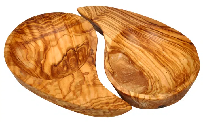 Olive wood comma dish