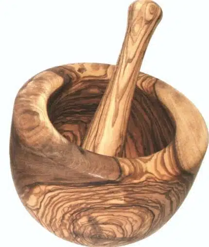 Olive wood flat mortar