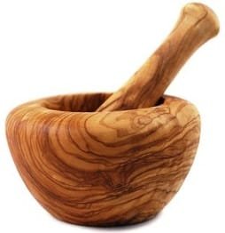 Olive wood round mortar