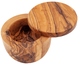 Olive wood sugar-salt pot