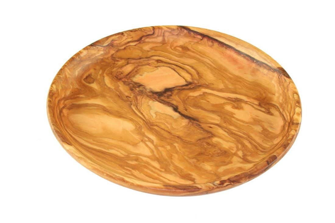 Olive wood round plate
